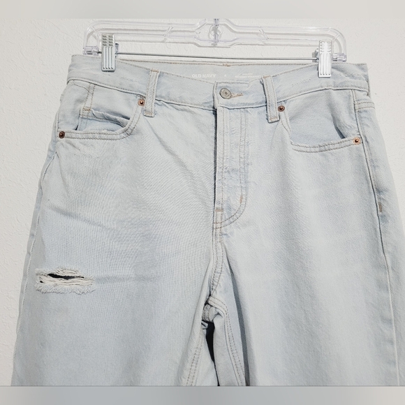 Old Navy High Rise Slouchy Straight Jeans Light Wash 100% Cotton Women’s Size 4 - Picture 2 of 13